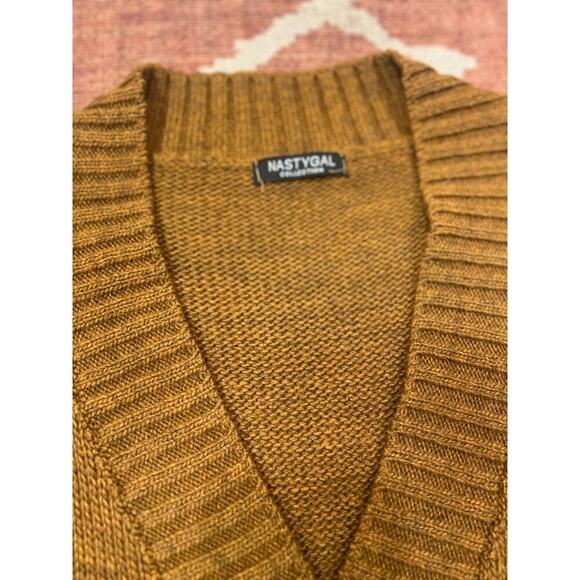 Womens Nasty Gal Minimalist Oversized Sweater Vest V Neck Tunic Long Pullover S - Picture 6 of 8